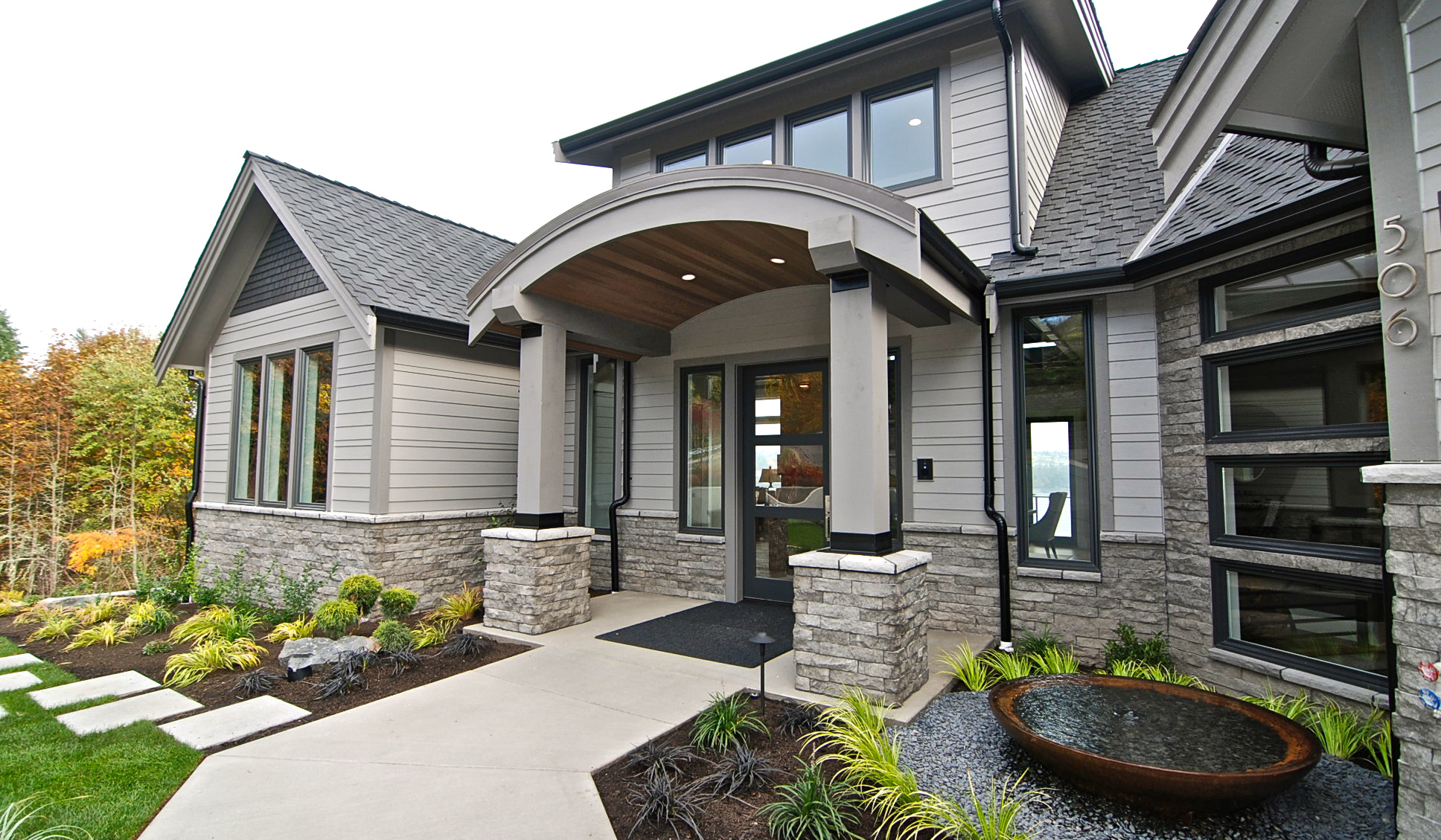 Minimalist Exterior House Colors With Rock for Living room